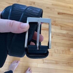 Loding Paris Men's Leather Belt Black Size 38 Classic Luxury Preppy Textured